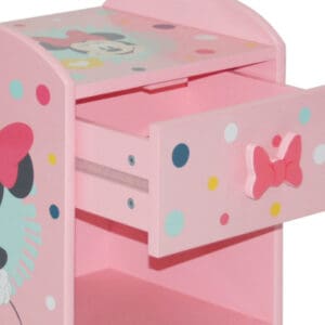 Disney Minnie Mouse 1 Drawer Bedside Table Pink Wooden Happy Beds 8 1