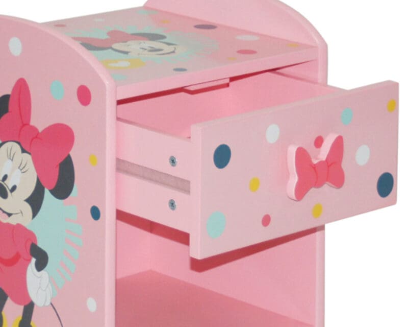 Disney Minnie Mouse 1 Drawer Bedside Table Pink Wooden Happy Beds 8 1