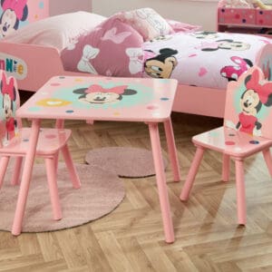 Disney - Minnie Mouse - Table/2 Chairs - Pink - Wooden - Happy Beds