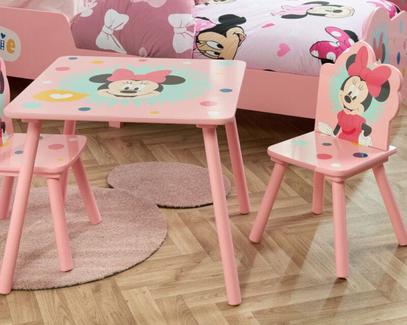 Disney Minnie Mouse Table2 Chairs Pink Wooden Happy Beds 3 1