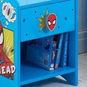 Disney Spider Man 1 Drawer Bedside Table Blue Wooden Happy Beds 6 1