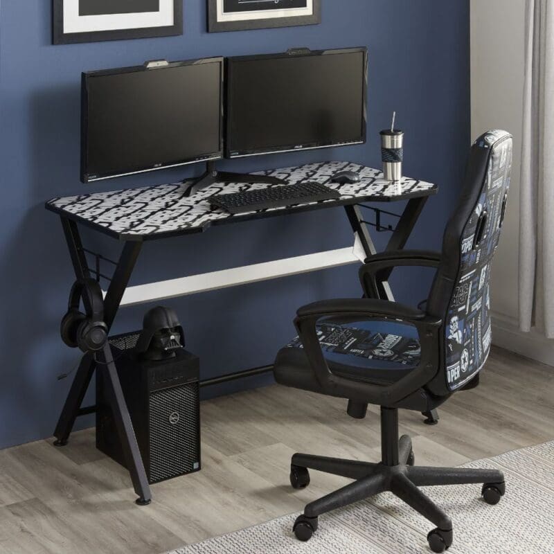 Disney Star Wars Computer Desk BlackWhite Metal Happy Beds 2 1