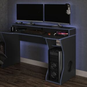 Enzo Gaming Desk BlackBlue Wooden Happy Beds 3 1