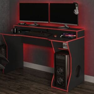 Enzo Gaming Desk BlackRed Wooden Happy Beds 3 1