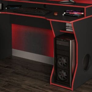 Enzo Gaming Desk BlackRed Wooden Happy Beds 4 1