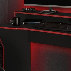 Enzo Gaming Desk BlackRed Wooden Happy Beds 5 1