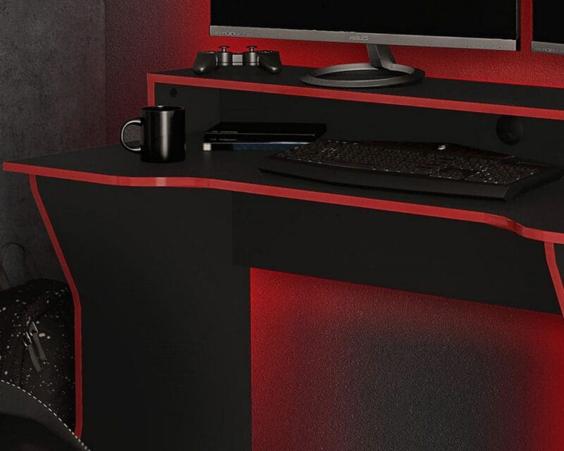 Enzo Gaming Desk BlackRed Wooden Happy Beds 5 1