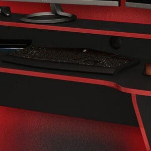 Enzo Gaming Desk BlackRed Wooden Happy Beds 6 1