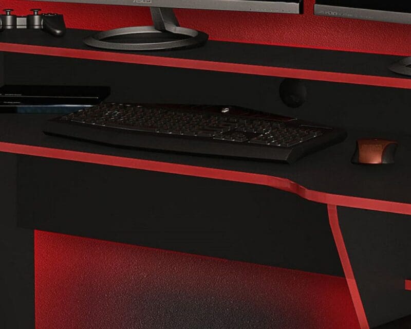 Enzo Gaming Desk BlackRed Wooden Happy Beds 6 1