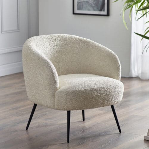 Gigi – Boucle Accent Chair – Ivory – Boucle Fabric