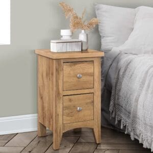 Hampstead - 2 Drawer Bedside Table - Oak - Wooden - Happy Beds