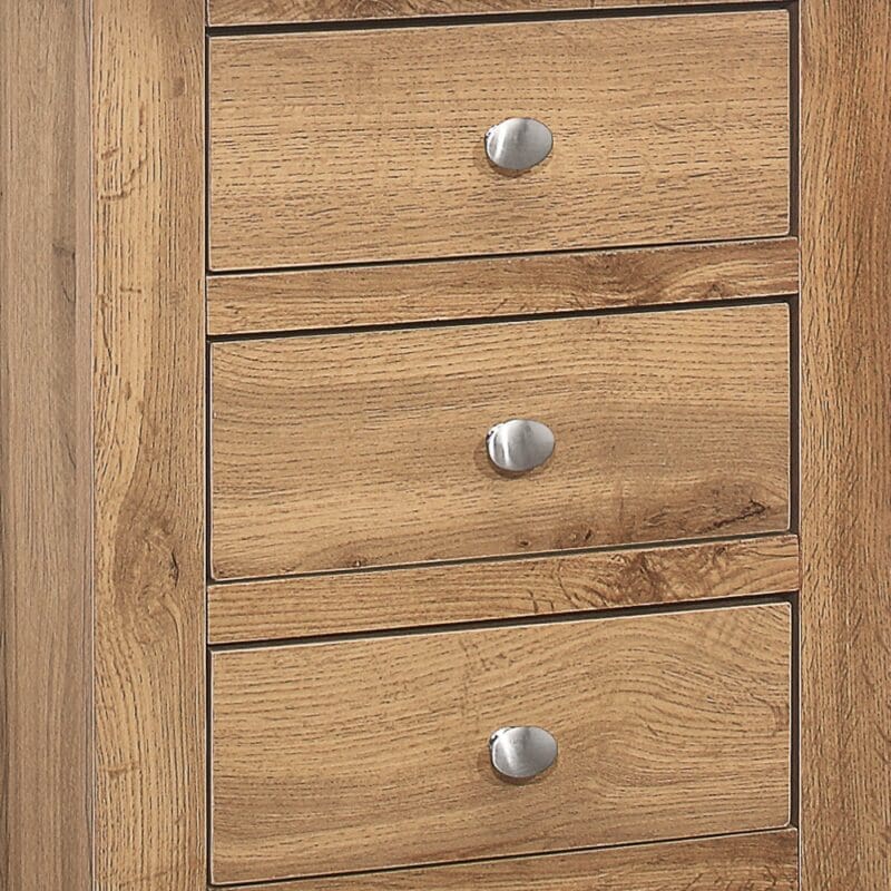 Hampstead 3 Drawer Bedside Table Oak Wooden Happy Beds 6 1