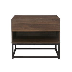 Houston 1 Drawer Bedside Table Walnut WoodenMetal Happy Beds 7 1