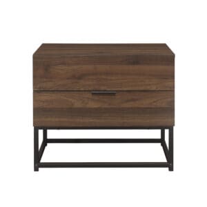 Houston 2 Drawer Bedside Table Walnut WoodenMetal Happy Beds 7 1