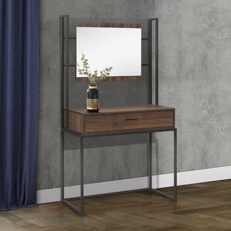 Houston - Dressing Table/Mirror - Walnut - Wooden/Metal - Happy Beds