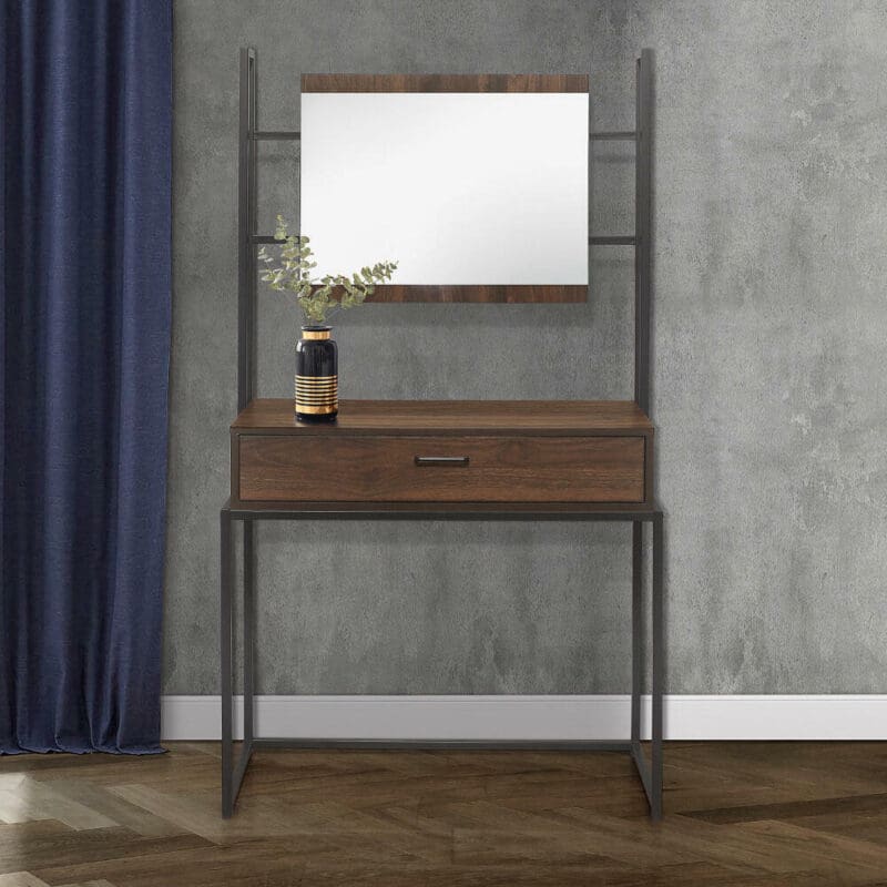 Houston Dressing TableMirror Walnut WoodenMetal Happy Beds 3 1