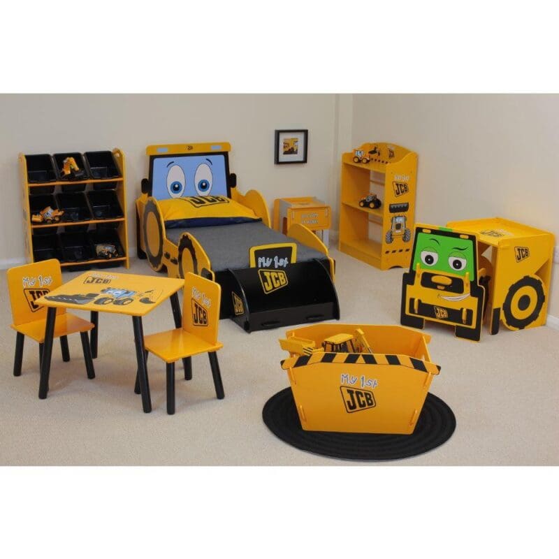 JCB Childrens Digger DeskChair YellowBlack Wooden Happy Beds 8 1