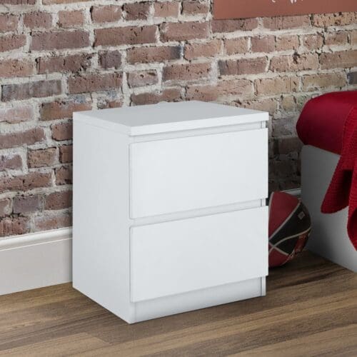 Jupiter - 2 Drawer Bedside Table - White - Wooden - Happy Beds