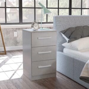 Lynx - 3 Drawer Bedside Table - Grey - Wooden - Happy Beds