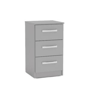 Lynx 3 Drawer Bedside Table Grey Wooden Happy Beds 3 1