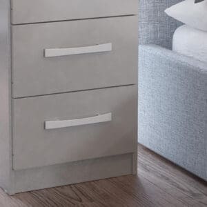 Lynx 3 Drawer Bedside Table Grey Wooden Happy Beds 5 1