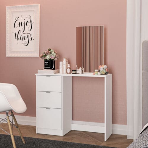 Maddison - 3 Drawer Dressing Table - White - Wooden - Happy Beds