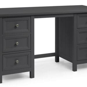 Maine - Double Pedestal Dressing Table - Dark Grey - Wooden - Happy Beds