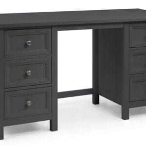 Maine Double Pedestal Dressing Table Dark Grey Wooden Happy Beds 2 1