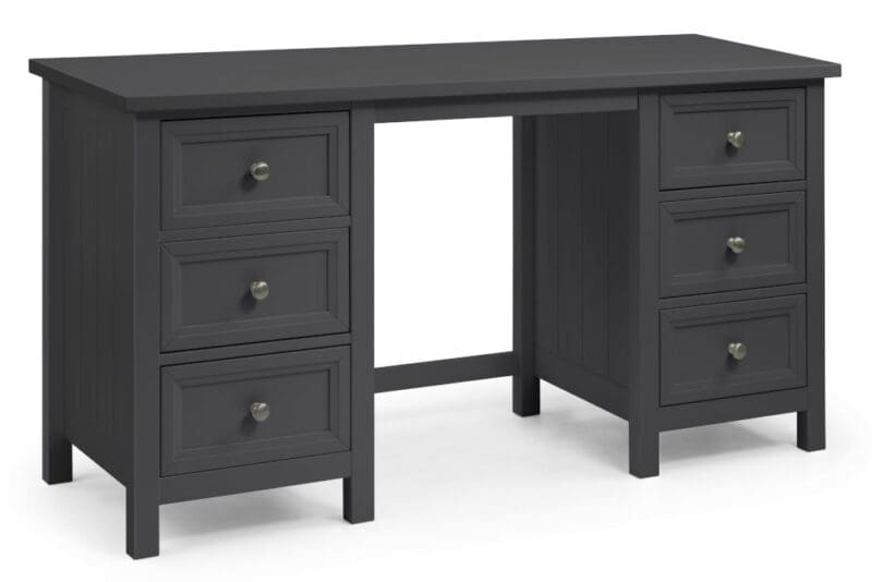 Maine Double Pedestal Dressing Table Dark Grey Wooden Happy Beds 2 1