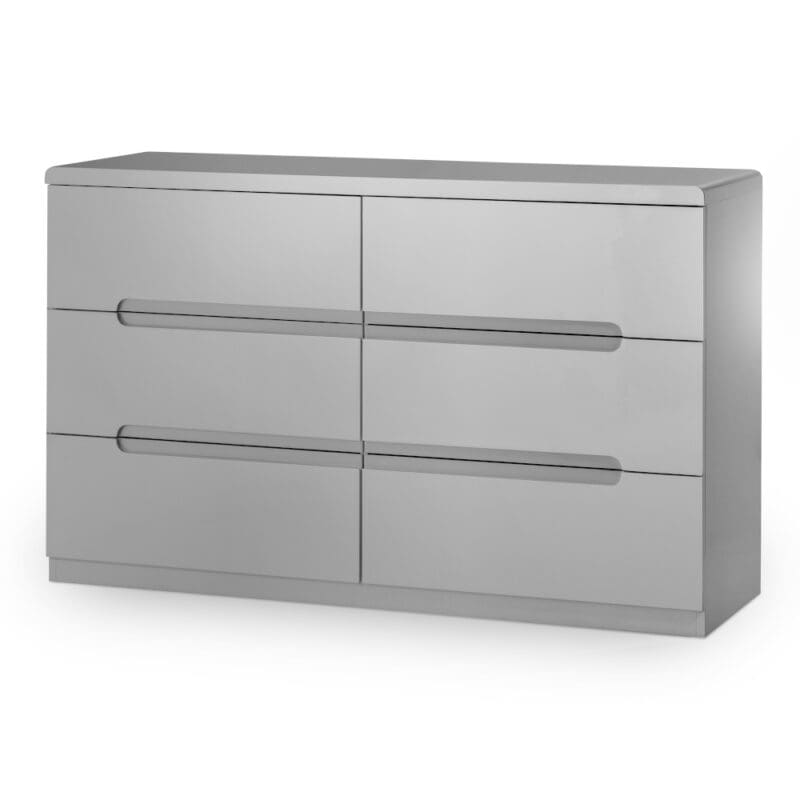 Manhattan - 6 Drawer Wide Chest - Grey - Wooden - Happy Beds