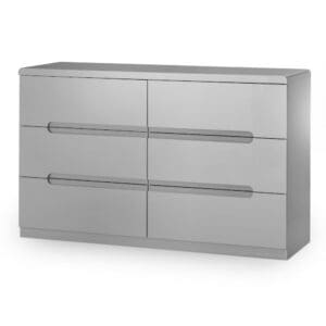 Manhattan 6 Drawer Wide Chest Grey Wooden Happy Beds 2 1