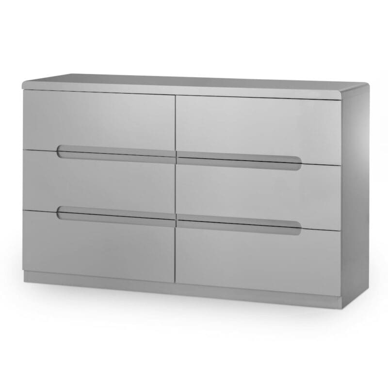 Manhattan 6 Drawer Wide Chest Grey Wooden Happy Beds 2 1