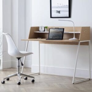 Palmer - Desk - Oak/White - Wooden/Metal - Happy Beds