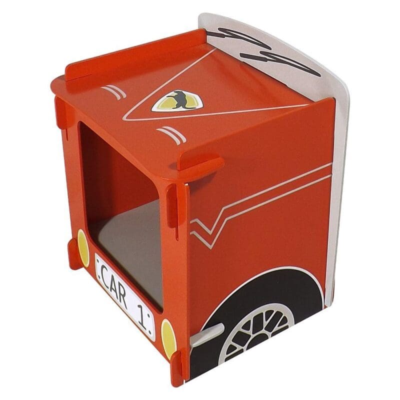 Racing Car Childrens Bedside Table Red Wooden Happy Beds 3 1