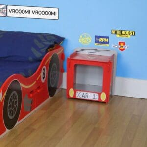 Racing Car Childrens Bedside Table Red Wooden Happy Beds 6 1