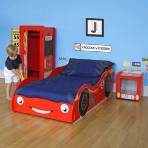 Racing Car Childrens Bedside Table Red Wooden Happy Beds 7 1