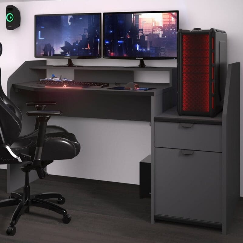 SetUp Medium Gaming Desk Grey Wooden Happy Beds 2 1