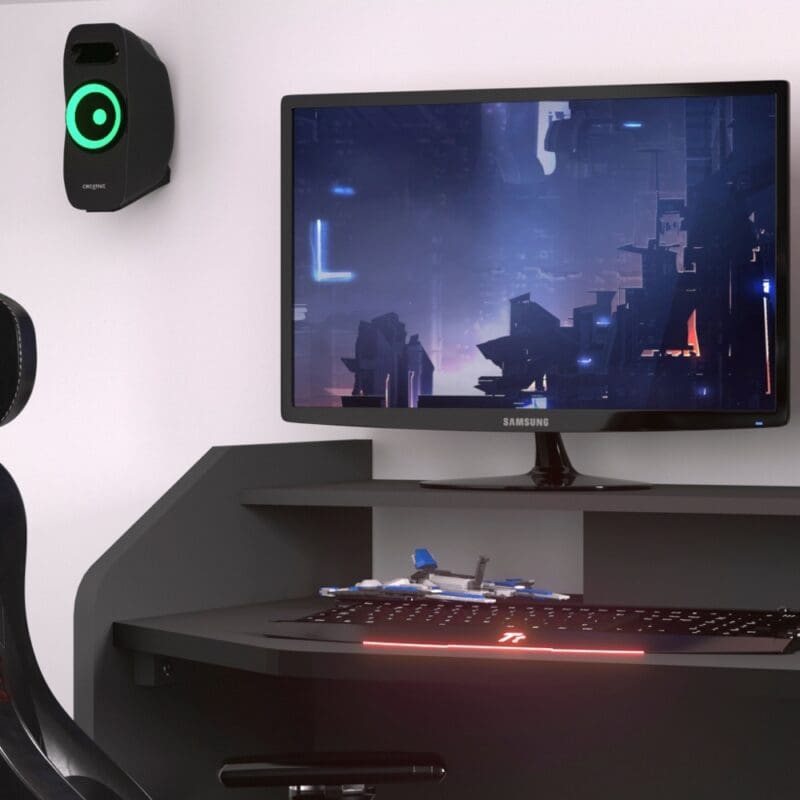 SetUp Medium Gaming Desk Grey Wooden Happy Beds 4 1