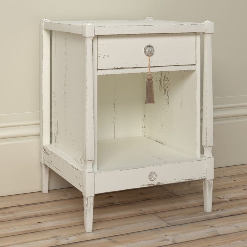 Willis and Gambier Atelier 1 Drawer Bedside Table White Wood Happy Beds 2 1