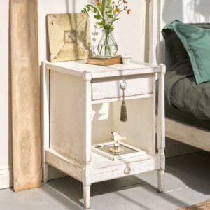 Willis and Gambier Atelier 1 Drawer Bedside Table White Wood Happy Beds 7 1