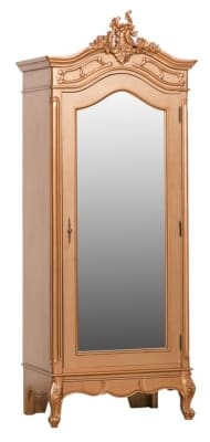 2 1686224259French Style Gold Carved Mirror Armoire Wardrobe 1 Door