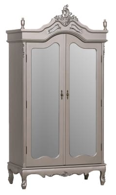 2 613172French Style Antique Silver 2 Door Mirror Wardrobe