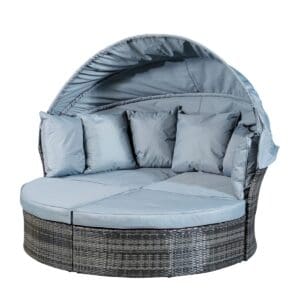 Monaco Rattan Day Bed with Sun Shade - Grey