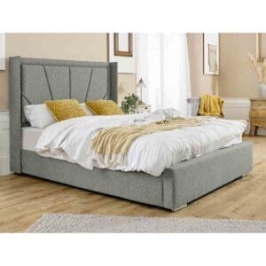 Eleganza Home Eleganza Harry Linen Small Double Bed Frame - Silver