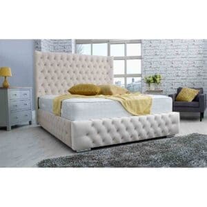 Eleganza Home Eleganza Dino Plush King Bed Frame - Beige