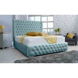 Eleganza Home Eleganza Dino Plush King Bed Frame - Duck Egg