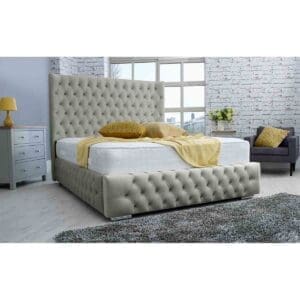 Eleganza Home Eleganza Dino Plush King Bed Frame - Silver