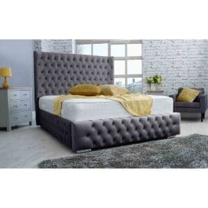 Eleganza Home Eleganza Dino Plush King Bed Frame - Steel