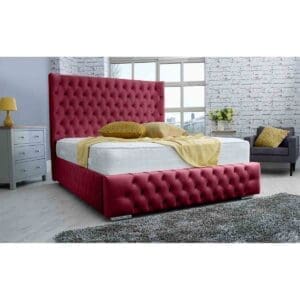 Eleganza Home Eleganza Dino Plush Superking Bed Frame - Maroon