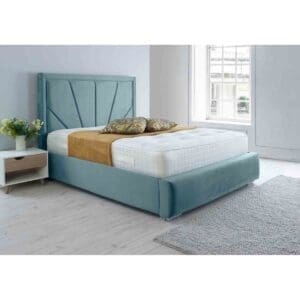 Eleganza Home Eleganza Itala Plush Small Double Bed Frame - Duck Egg